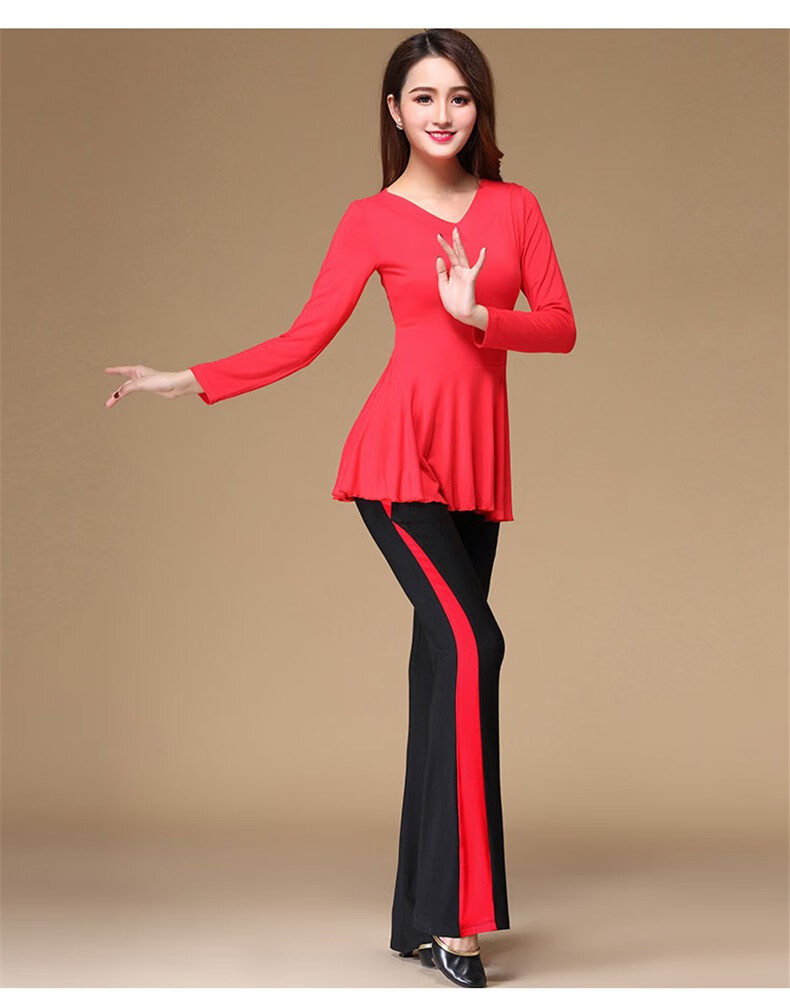 柳魅 广场舞服装新款套装长袖舞蹈时尚跳舞舞衣运动女套服2020衣服