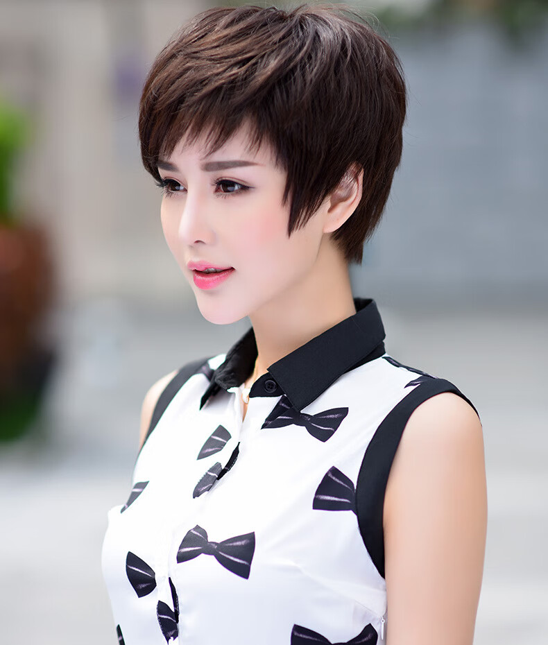 唐妮假发女短发时尚气质短直发全头套中老年假发送妈妈女士真人假发套