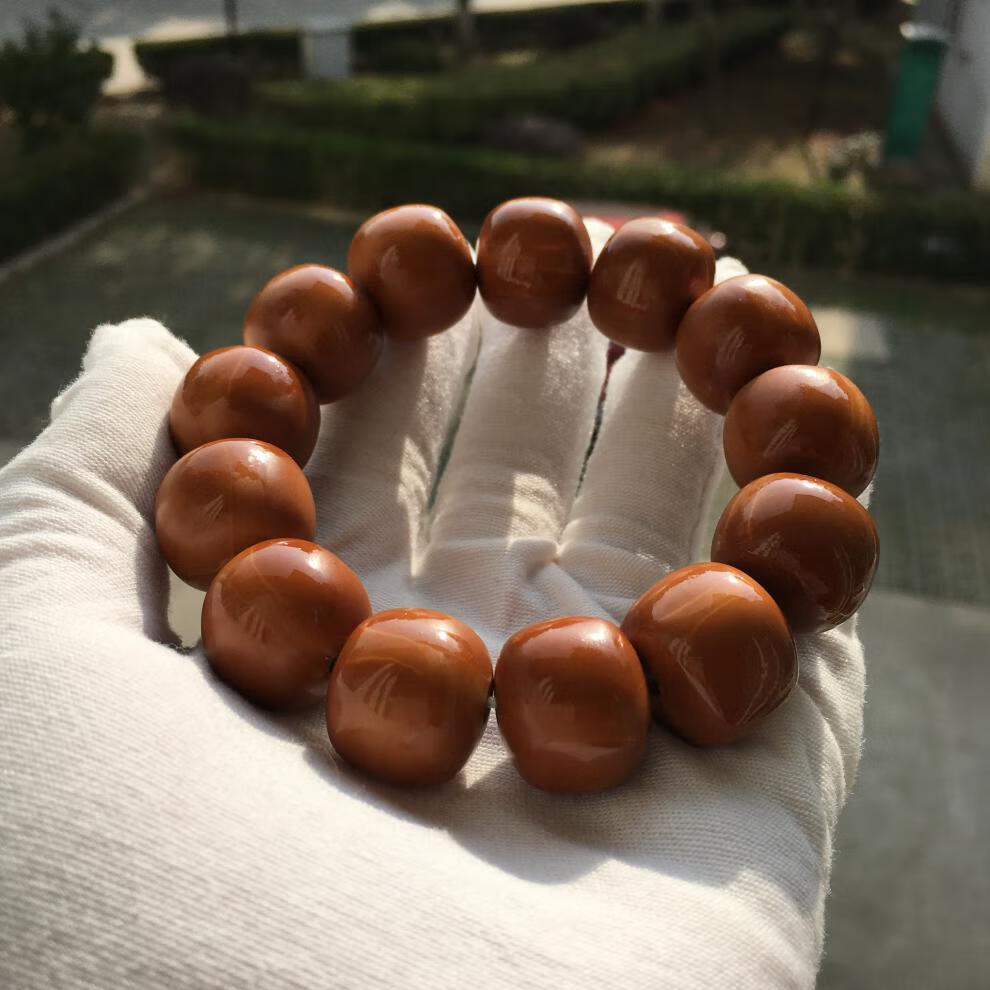 静黛 橄榄核手串铁核老型桶珠单圈 纯手工打磨素珠搭配慧慧老师无相佛