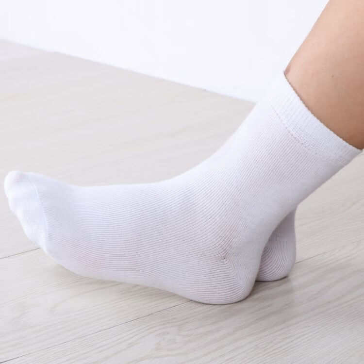 女孩中筒袜小棉袜春秋薄青少年袜子童运动袜白色5双24岁1416袜标36