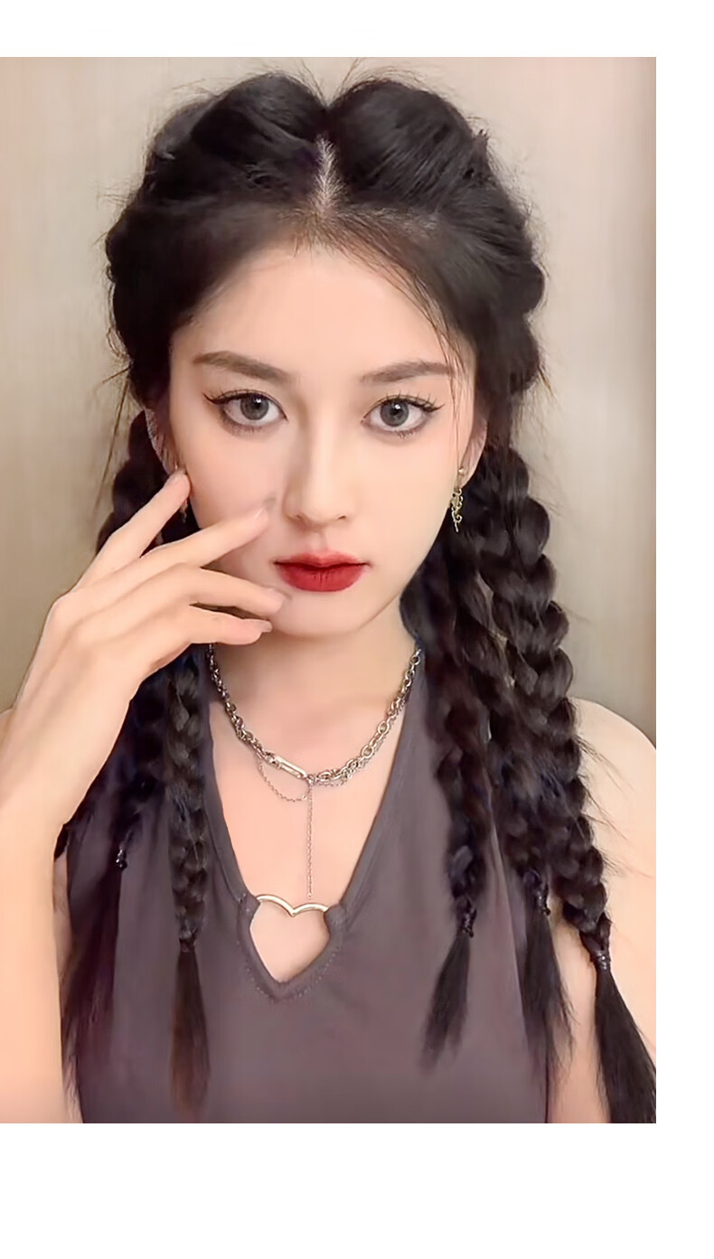 俏丽假发马尾假发女马尾拳击辫假发网红鱼骨高马尾辫甜酷脏辫仿真麻花