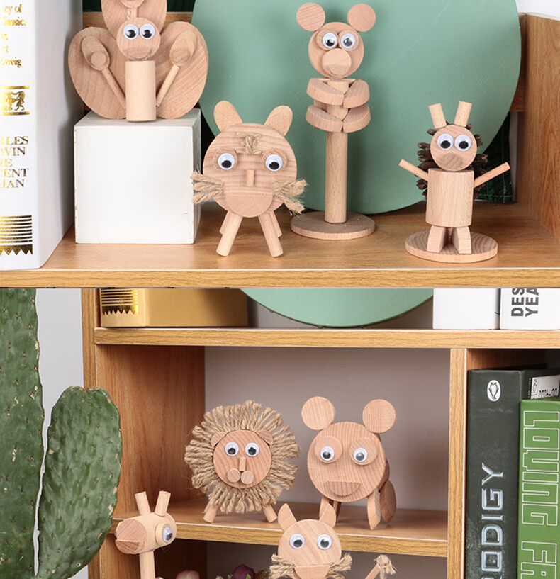 幼儿园手工diy制作创意木制立体动物树枝木柱片美工区自然材料包胶抢