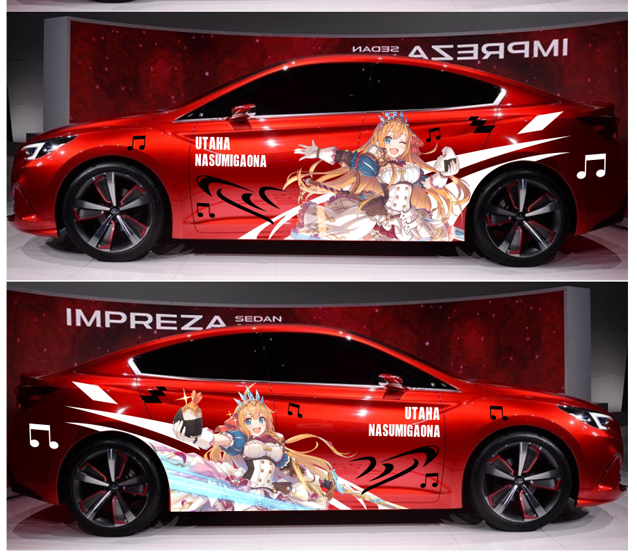 蕾姆二次元痛车贴纸订定制 国家队汽车身eva漫展 公主连结绫波丽 初号