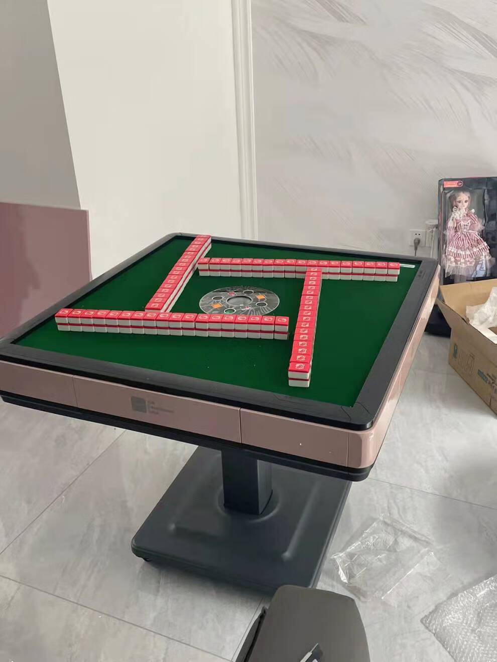 露营迷你麻将机方和旋翼麻将机小尺吋过山车双驱电动折叠木纹迷你全