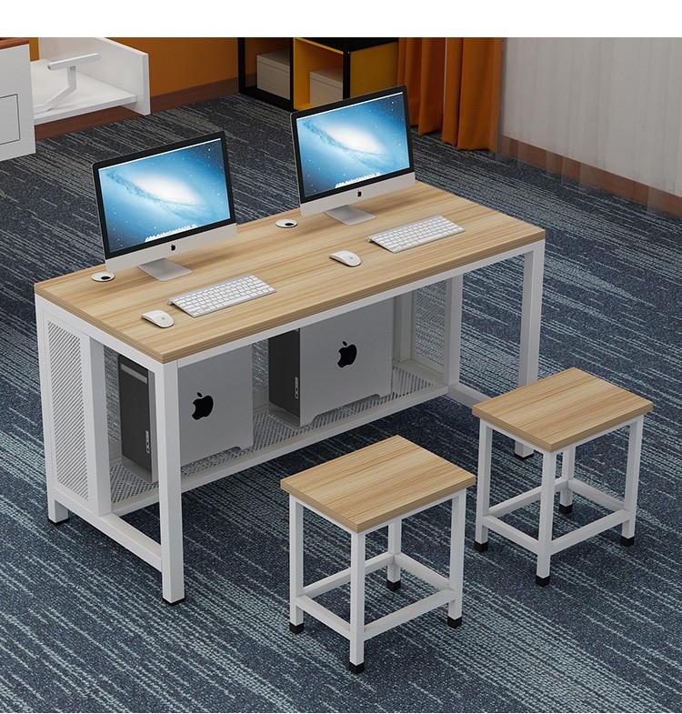伊科迅达 学校机房电脑桌 台式实训教室 140*60*75 双人 后机箱带锁