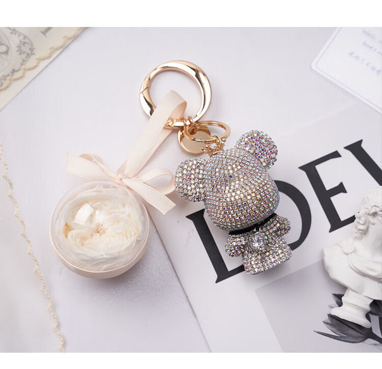 永生花钥匙扣挂件送女生钻石小熊钥匙扣挂饰闺蜜礼物女生可爱挂件包挂