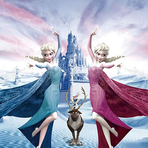 冰雪奇缘海报爱莎公主艾莎女王安娜海报贴画墙画墙纸 q 90*60cm【图片