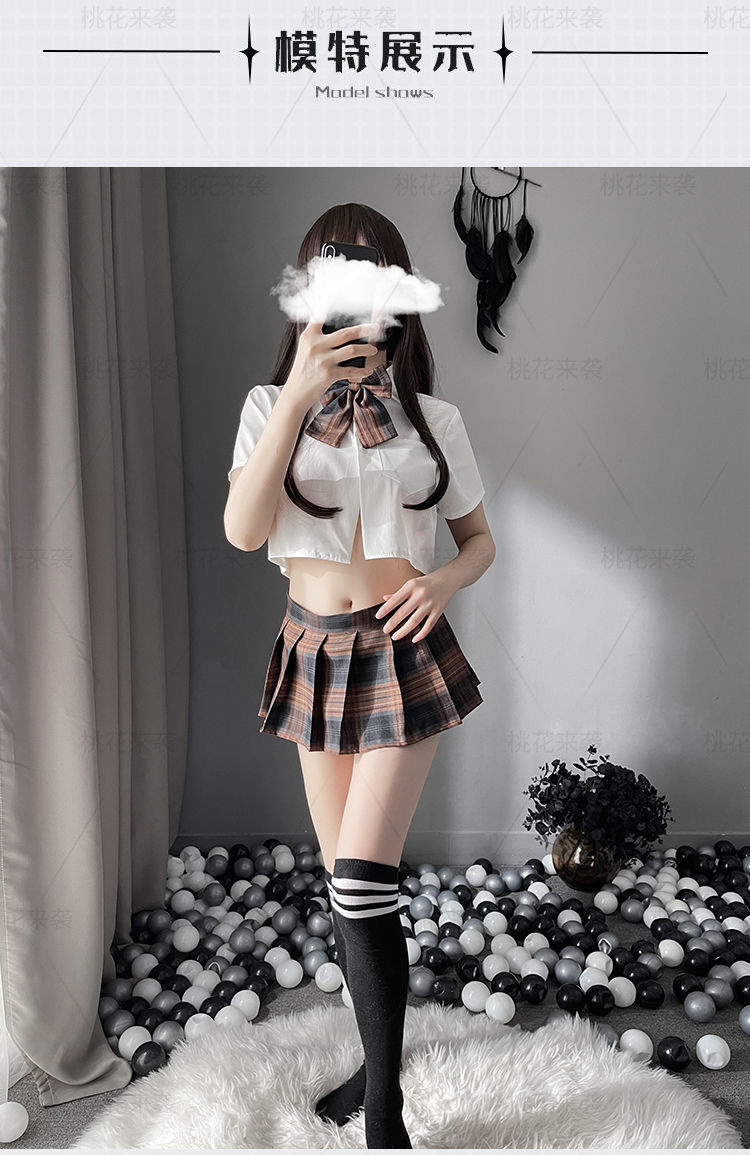 超短裙 新款性感学生jk纯欲免脱套装百褶超短裙角色扮演 【皆大欢喜】