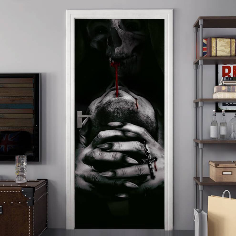 小丑门贴 万圣节恐怖修女幽灵小丑3d门贴木门节日装饰贴纸墙贴 mt057