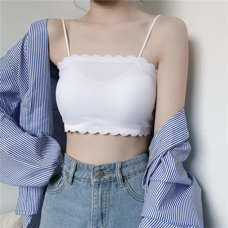 步踏坛丝裹胸抹胸少内衣学生韩版初中生美背打底吊带小背心内穿薄款