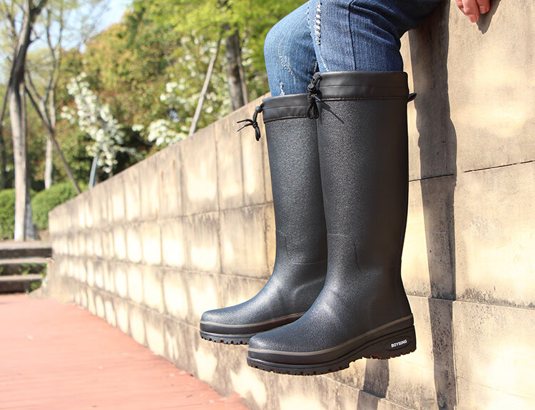 长筒雨靴长筒雨鞋超高筒男式简约水鞋防水防滑过膝钓鱼鞋天然橡胶舒适