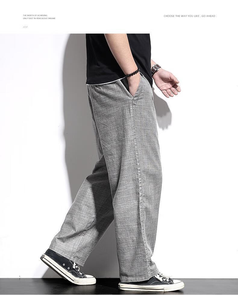 森马集团旗下棉致夏季新款夏季棉麻休闲裤男宽松薄款直筒阔腿亚麻大码