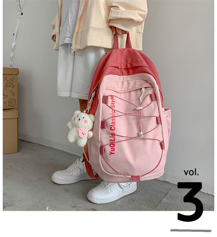 高颜值书包女ins森系百搭初高中生大容量潮流简约小众小学生背包s1