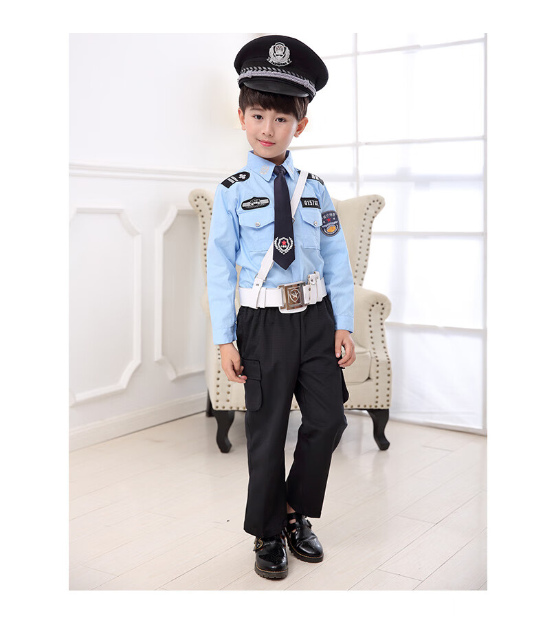 阅诗警察儿童服装儿童小警察角色扮演交装备黑猫警长服装幼儿园元旦