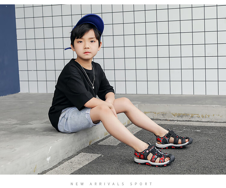 青少年男生凉鞋初中生穿的谅鞋10大童凉鞋男童包头12男孩中小学生15岁