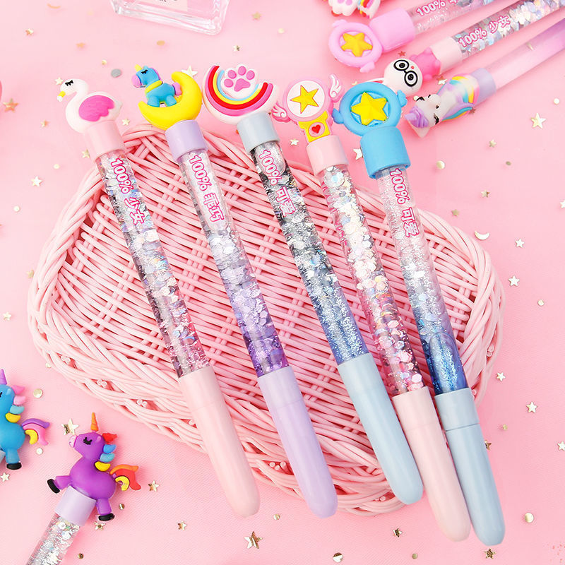 左一仁 网红仙女流沙中性笔 发光创意水性笔可爱魔法棒可爱女生水笔 1