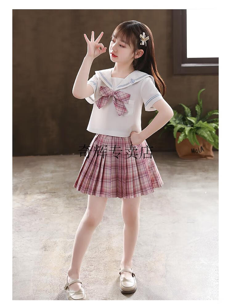 小黄鸭gduckkids同款女童jk服裙子夏季小学生连衣裙儿童装学院风套装