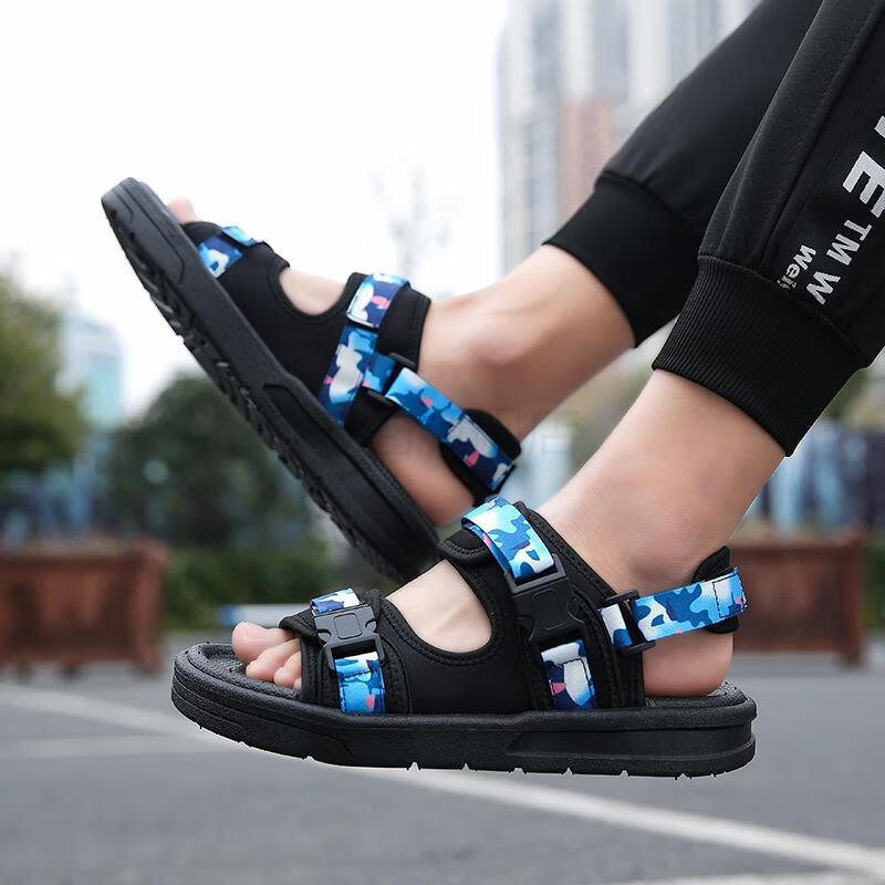 初高中生男生凉鞋外穿百搭平底鞋男夏天韩版10男孩12休闲13大童软底14