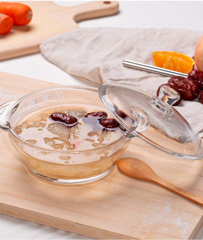 青苹果玻璃碗青苹果耐高温钢化玻璃汤碗面碗微波炉专用器皿玻璃碗带盖