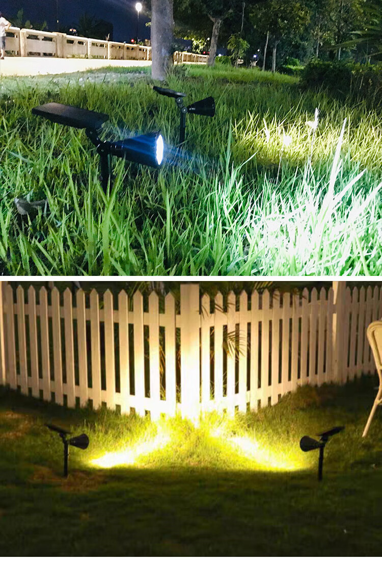 太阳能地灯花园庭院草坪七彩led投光灯户外水景观照树壁灯4灯白光