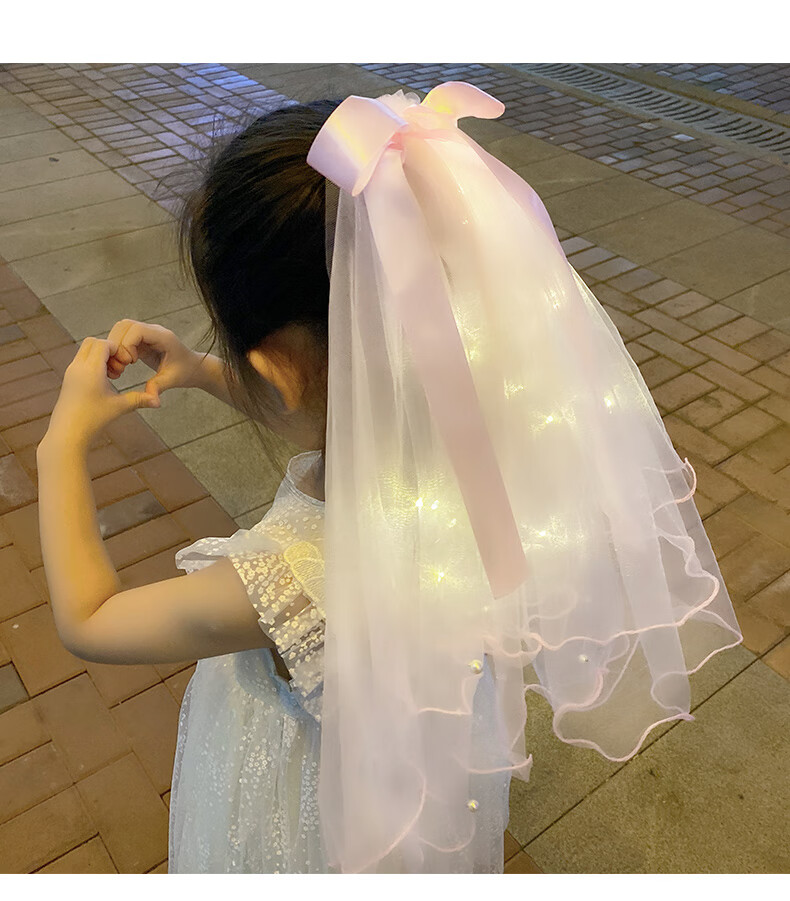 【精选好物】儿童宝宝超仙发光头纱带灯夹抖音同款拍照道具亲子款发夹