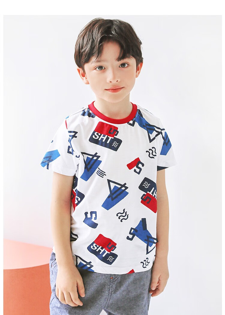 水孩儿童装男童圆领短袖t恤衫夏季新款男儿童短袖t恤上衣中大童短袖本