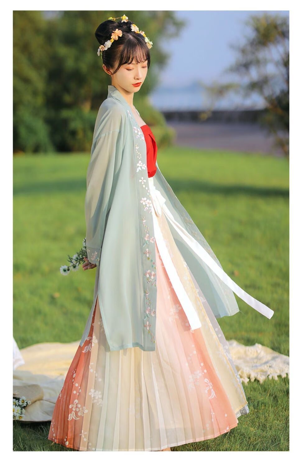 北沐晨(beimuchen)汉服女宋制原创黎春思刺绣褙子宋抹片式对襟齐腰百