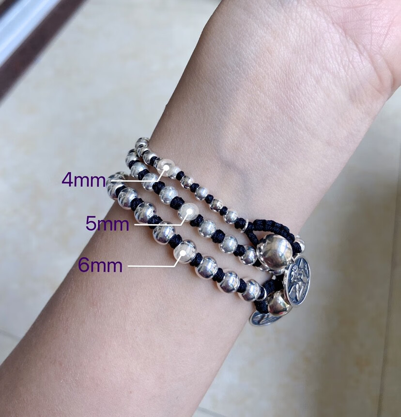 雅世莱银s925林彦俊同款手链6mm大珠小天使吊坠小橘同款定制女生 5mm