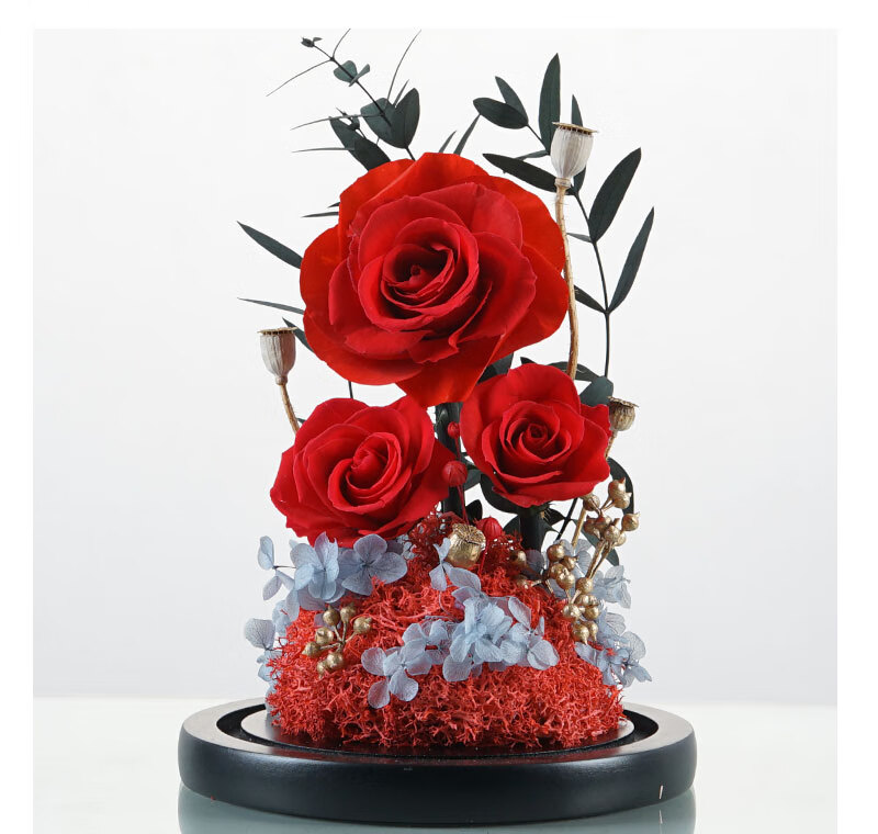 【京品】roseonly永生花永生花玻璃罩礼盒rose玫瑰七夕情人节生日礼物