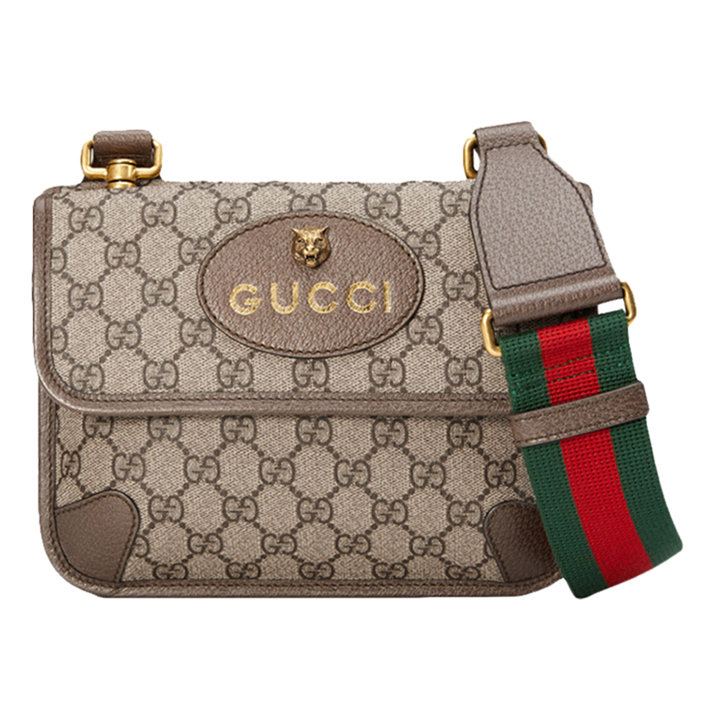 肖战同款gucci古驰男女包斜挎包单金属虎头装饰老花logo条纹织物肩带