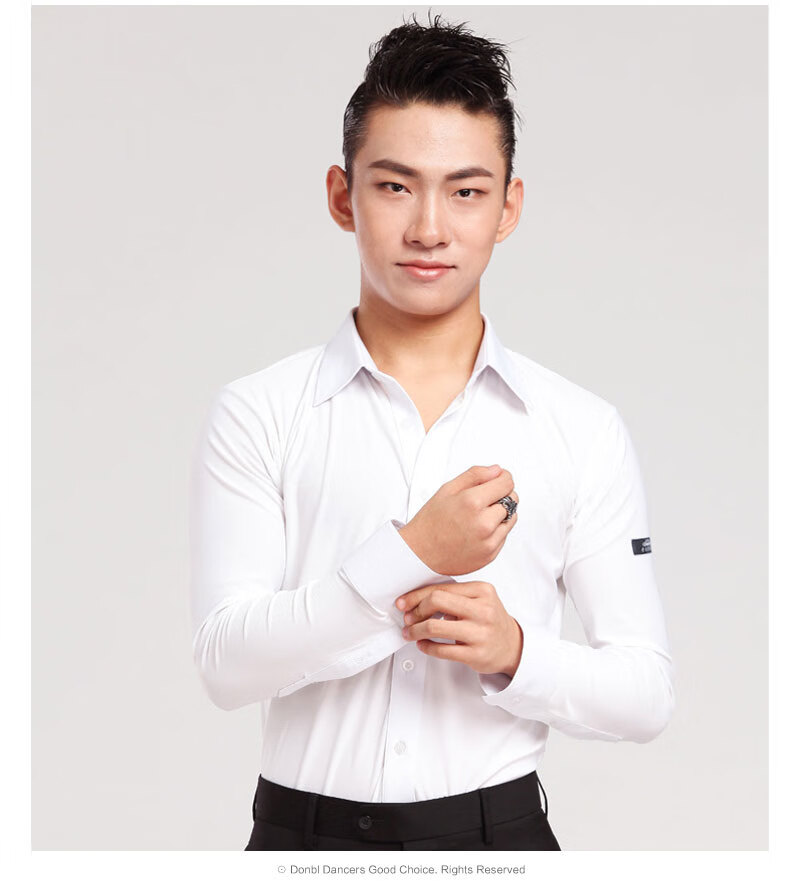 男摩登舞服装艺考拉丁舞服上衣长袖国标舞华尔兹舞衣舞蹈成人练功