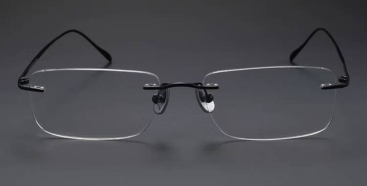 出口单纯钛无边框眼镜架男配近视超轻复古黑色细腿眼镜框潮 配1.