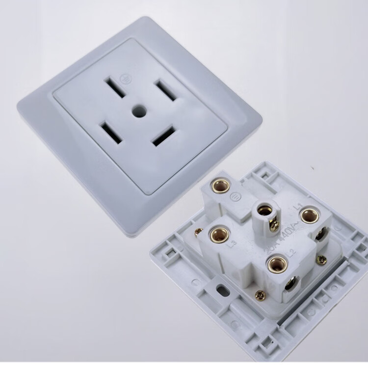 380v三相五孔16a/25a工业插座 5芯空调插头 86型墙壁电源插座440v 25a