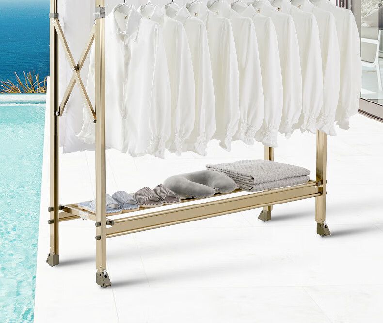 晾衣架落地折叠伸缩双杆式室内晒被子架凉衣架家用移动阳台晒衣架1416