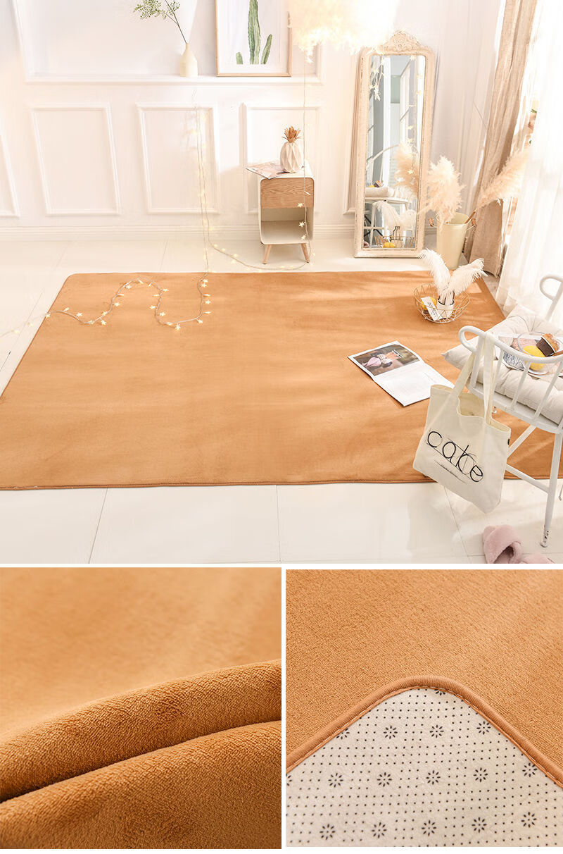 可爱少女心房间地毯满铺床边飘窗榻榻米地垫深咖啡色40x60厘米三件装