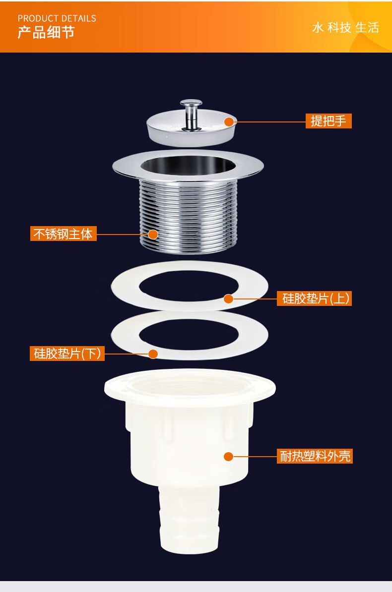 厨房老式陶瓷盆下水器配件洗菜盆洗碗池单水槽拖把池下水管排水管