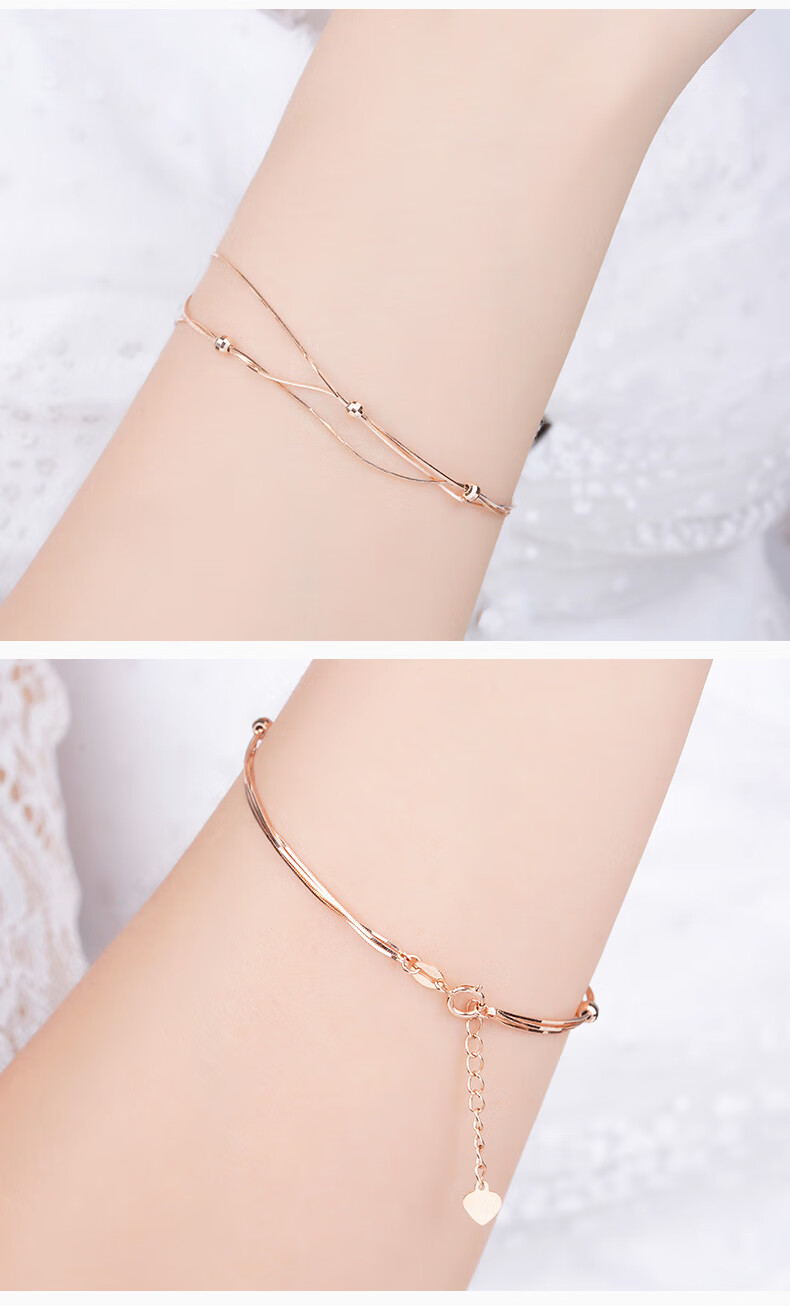 福铂睿fbri18k金手链女玫瑰金手链时尚彩金手链简约k金手镯可调节手链