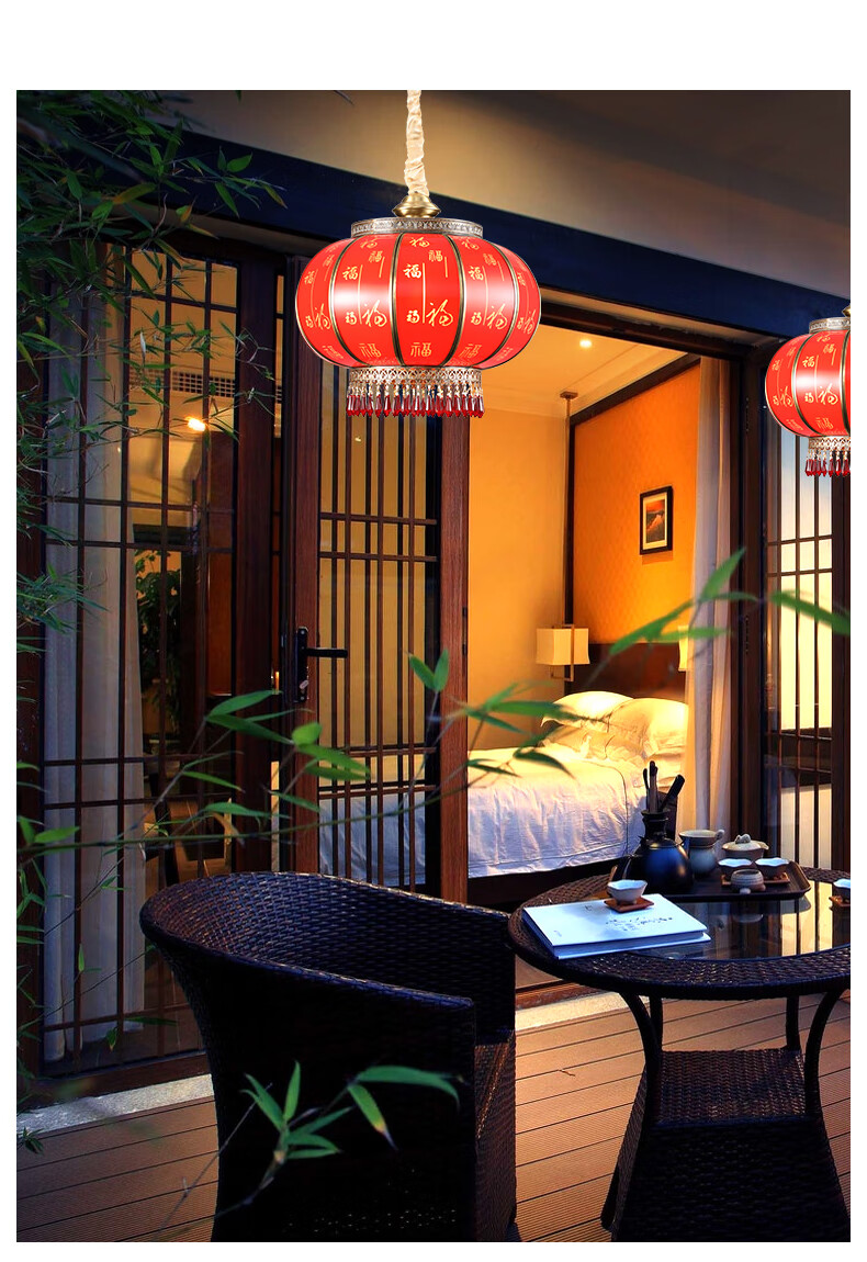 幸福来敲门全铜大红灯笼灯中式吊灯别墅庭院门厅户外阳台大门吊灯现代