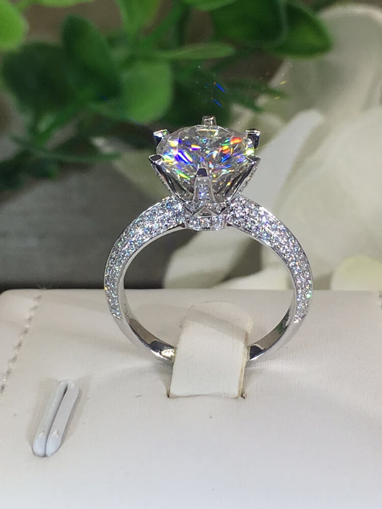 石戒指女豪华群镶款玫瑰d色钻石戒指六爪订婚钻戒女圣诞情人节礼物 60