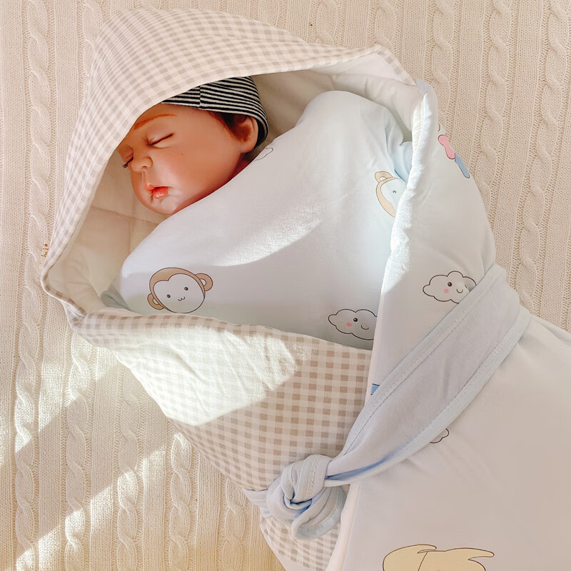 婴儿抱被新生儿包被秋冬季初生宝宝用品加厚款外出被子产房包裹巾逗逗