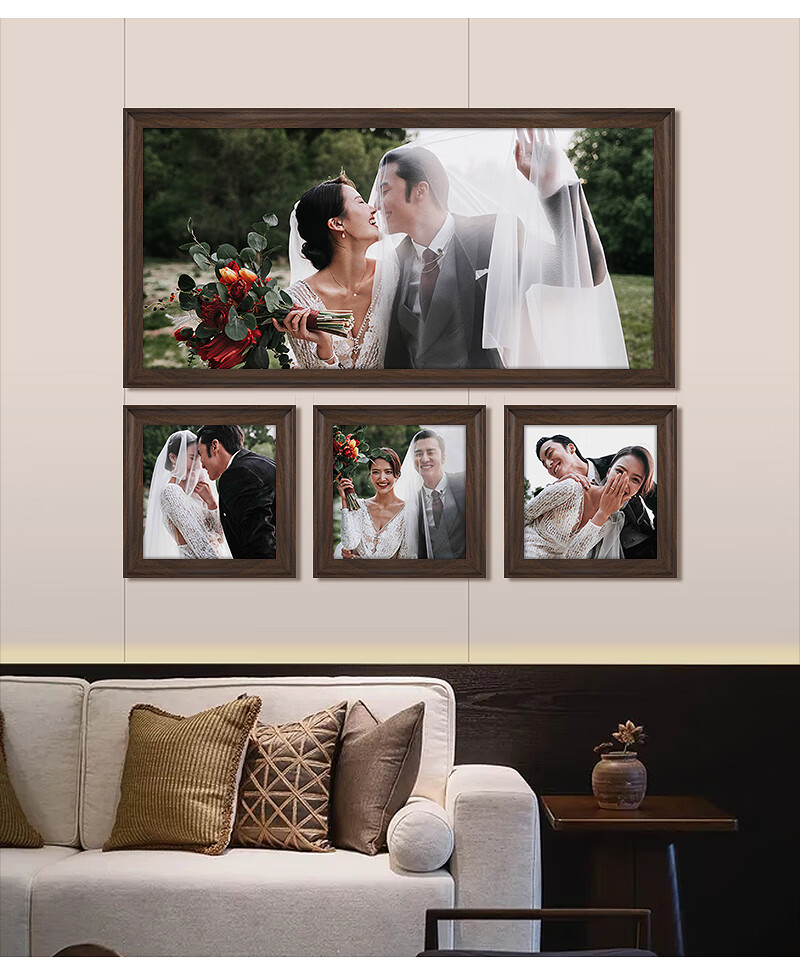影楼婚纱照放大高端挂墙大尺寸洗照片来图定做结婚照相框相册定制的