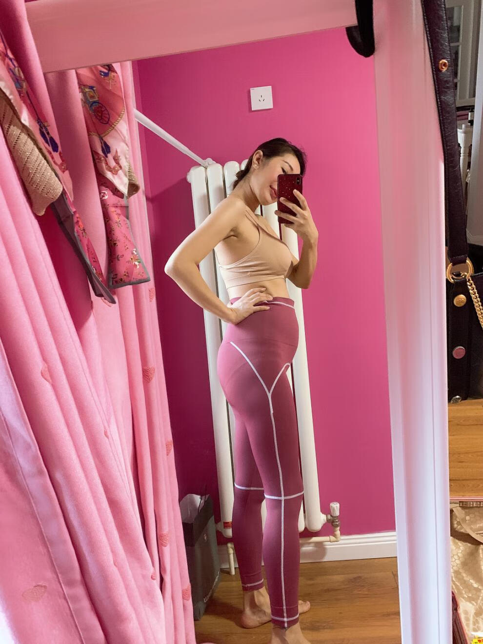 孕妇瑜伽服春夏款大码健身打底裤孕期瑜伽裤紧身速干弹力高腰托腹