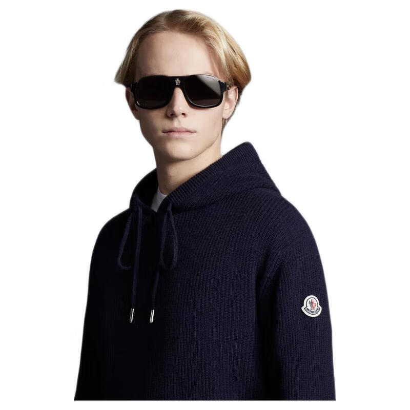 moncler蒙口男士卫衣针织连帽衫羊绒混纺2022秋冬休闲或家居 墨蓝 m
