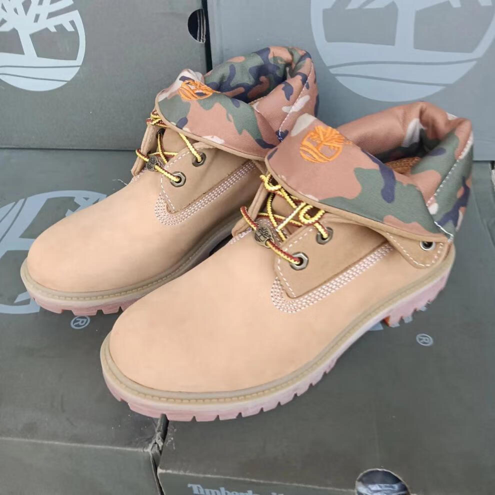 添柏岚(timberland)男鞋踢不烂系带翻边两穿迷彩大黄靴户外鞋马丁靴
