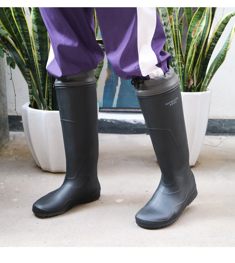 男士秧田下水靴男高腰高筒雨鞋防水水鞋水靴青年加厚雨靴胶鞋套鞋