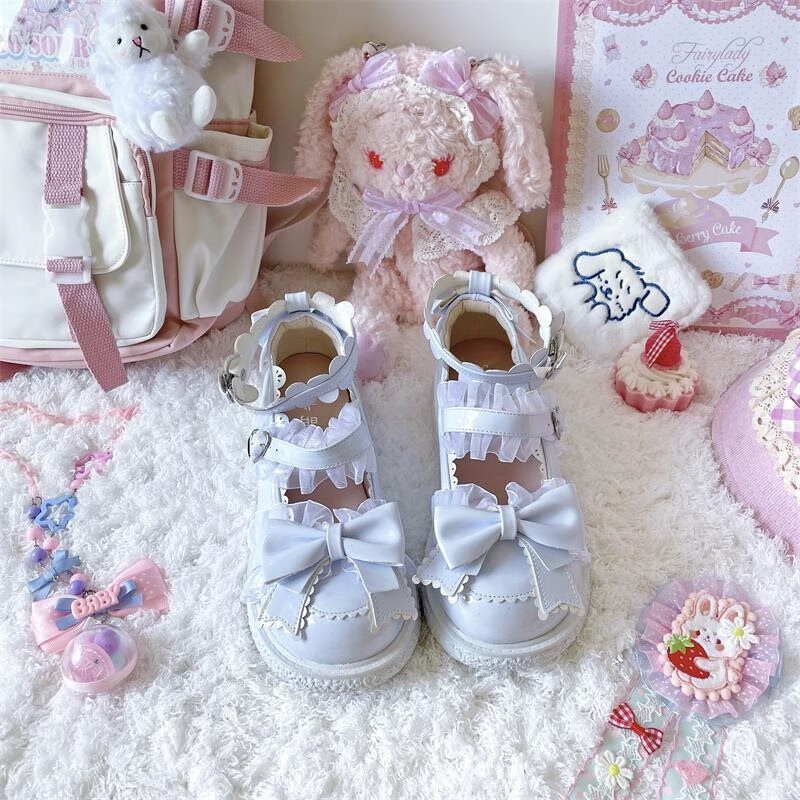 lo鞋大头娃娃洛丽塔鞋新款日系软妹甜美皮鞋原创泡芙圆头萝莉 粉红色