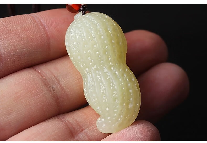 万境和田玉黄口料花生吊坠男女款玉石玉坠玉佩带证吉祥如意七夕情人节