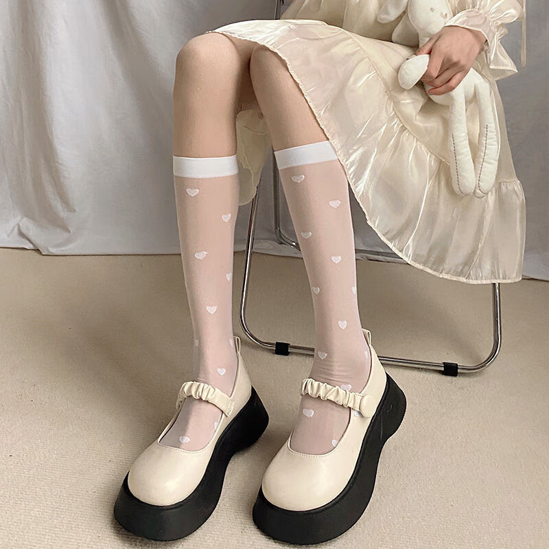 诺菲熊洛丽塔袜子女生小腿袜夏季薄款日系学生jk长袜可爱白色丝袜中长