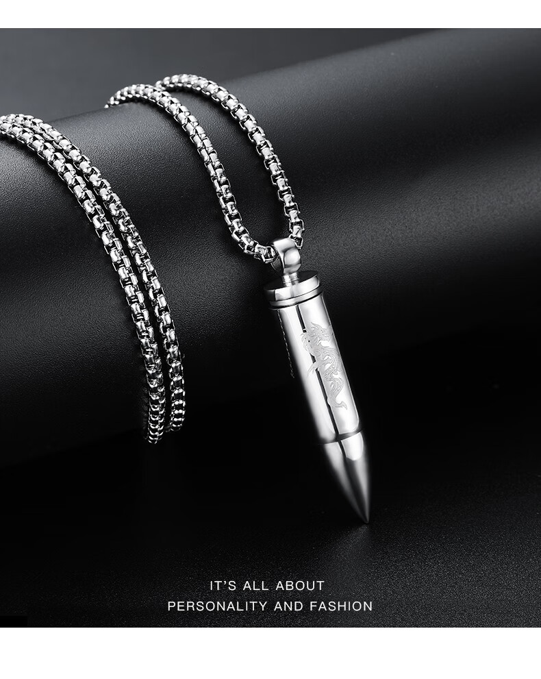 子弹头挂饰 头项链男吊坠挂坠男士挂饰潮人战狼弹头学生壳配饰 金色头