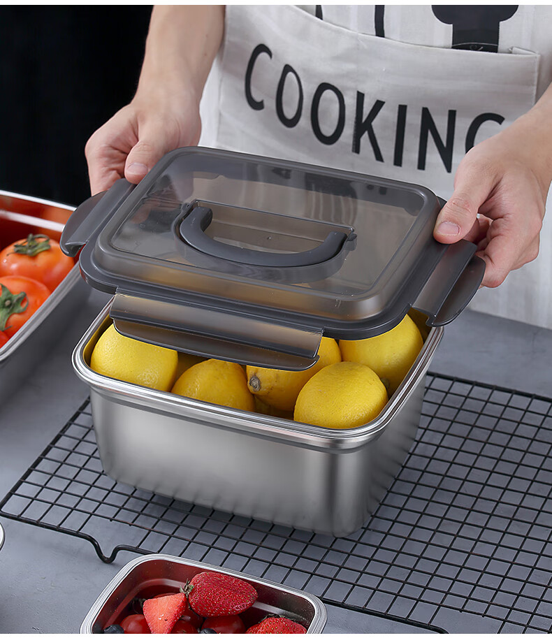 特百惠商场同款食品级不锈钢保鲜盒冰箱专用密封盒超大容量饭盒水果